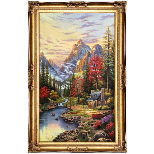 手绘美式乡村风景油画 欧式别墅客厅玄关装饰画田园托马斯油画N6 - 图3