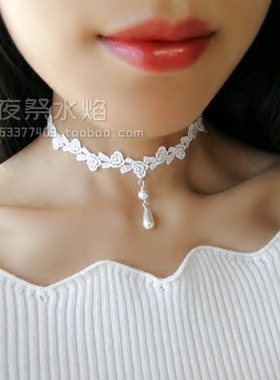 choker唯美风白色蕾丝日常项链