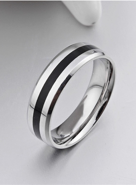 猎冰阿东韩庚同款戒指黑环黑带银边三环滴油戒子简约嘻哈个性潮男