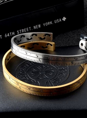 日韩版潮牌个性男女简约钛钢手镯