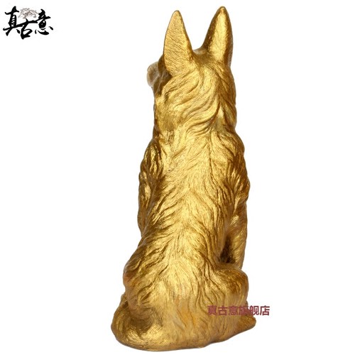 真古意 黄铜狗摆件铜狗摆件生肖狗摆件铜狗家居装饰品 - 图3