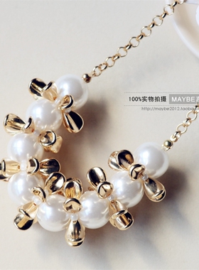 日韩风花瓣珍珠项链