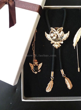 猫头鹰项链韩国嘻哈水钻琉璃吊坠