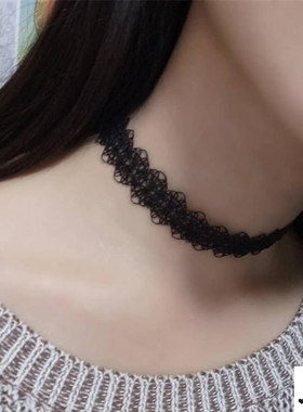 原宿黑色蕾丝短款项圈脖子饰品