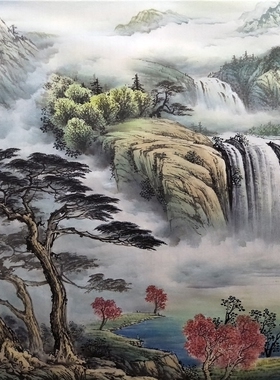 梁海波王大为山水画字画客厅挂画办公室中式壁画手绘真迹富春山居