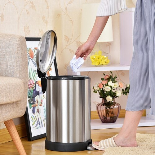 包邮特价不锈钢超静音脚踏大号5L12L20L30L厨房家用客厅垃圾桶 - 图0