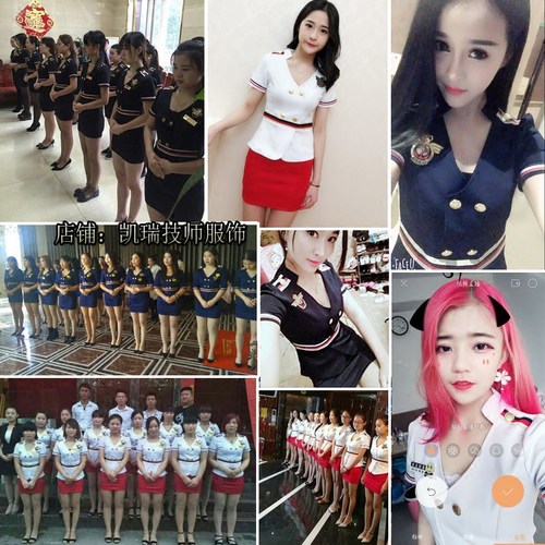 酒店足浴技师工作服新款女性感气质养生洗浴按摩短袖套装足疗衣服 - 图2