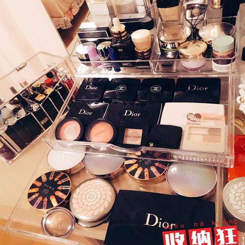 超大号梳妆台护肤品桌面整理盒置物架家用亚克力化妆品收纳盒透明 - 图0