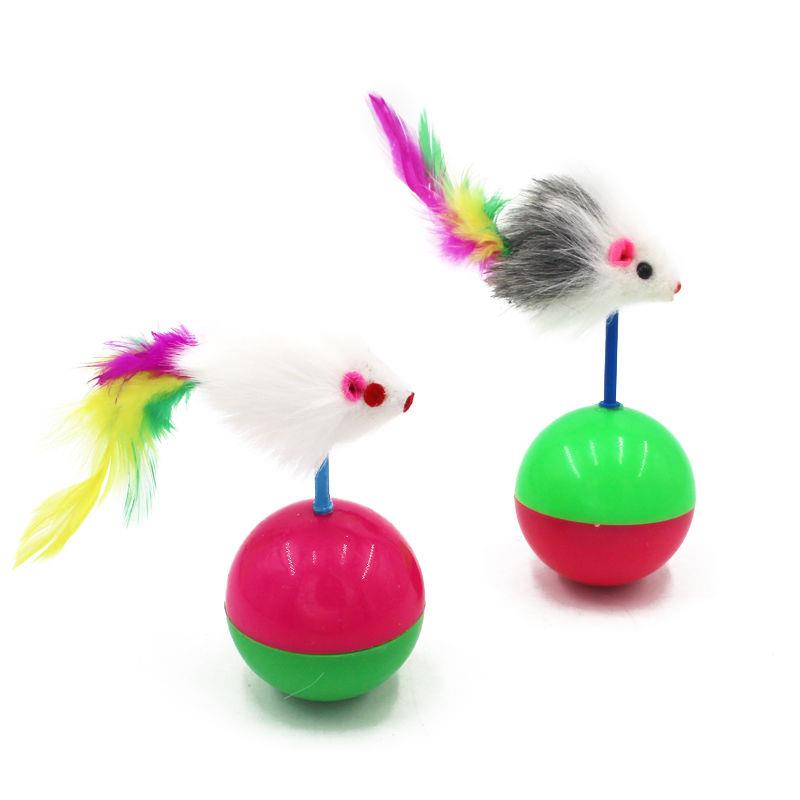 Two Pack] Dog Cat Toy Tumbler Mouse Plush Feathers Cat Stick Huấn luyện thú cưng - Mèo / Chó Đồ chơi Mèo / Chó Đồ chơi