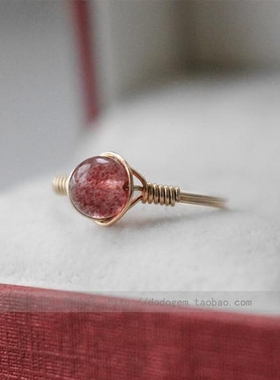 女水晶指环草莓晶手工戒指闺蜜