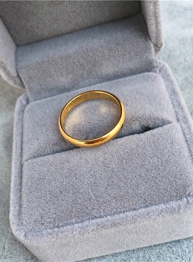 光面情侣款仿真黄金男女素圈戒指