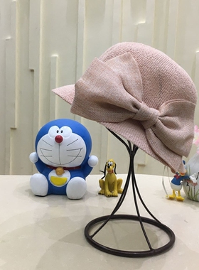 遮阳帽纯色棉麻文艺折叠渔夫帽子