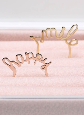 原创设计立体字母ins纯银戒指