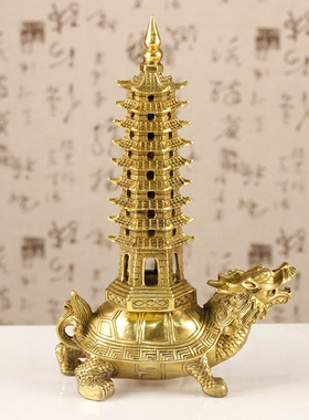 文昌塔纯铜办公室龙头龟工艺品