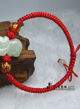 属牛人手机链钥匙链天然翡翠玉鼠红绳手链