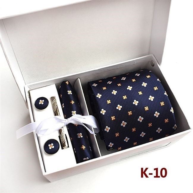 Men's tie suit 商务领带套装 Ties scarves cufflinks tie c - 图1