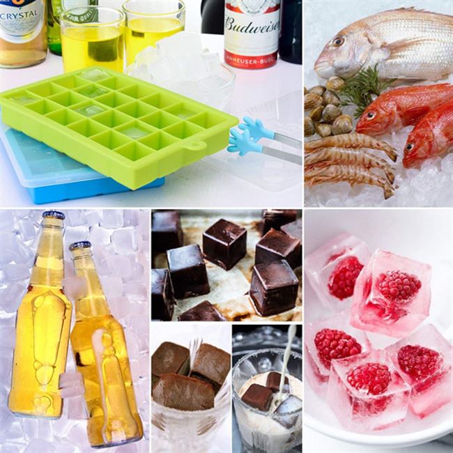 15/24Cubes Silicone Ice Cube Tray Molds with Lid硅胶冰格带盖 - 图0
