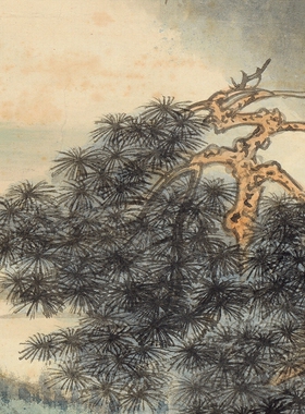 张大千仿董源山水图高清国画山水临摹彩色画稿青绿山水传统山水画