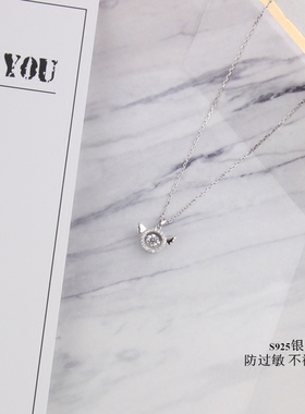 天使翅膀心锁骨S925吊坠学生项链