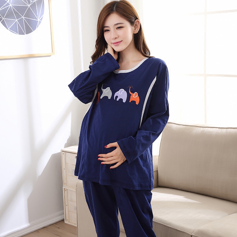 加大碼加肥春秋長袖孕婦產前睡衣純棉哺乳衣200斤產後月子服套裝