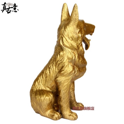 真古意 黄铜狗摆件铜狗摆件生肖狗摆件铜狗家居装饰品 - 图2