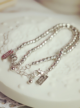 欧美朋克风百搭银色切面情侣手链