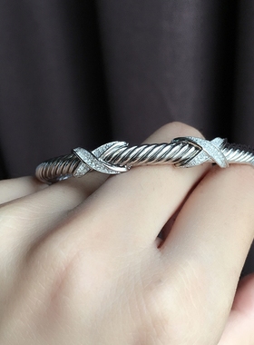 纯银麻花珠宝首饰手镯大牌同款