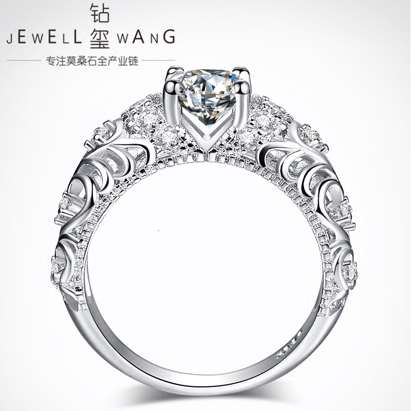 钻玺专柜1克拉超白莫桑石女钻戒 jewellwang珠宝戒指/指环