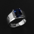 Shi Shangjia sterling silver inlaid sapphire men's ring simple personality ring hipster advanced custom lettering