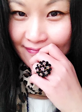 水晶手工红黑色花朵戒指夸张配饰