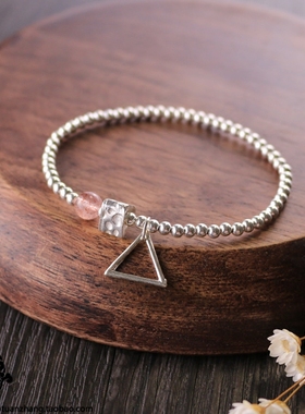 纯银原创弹力草莓晶日韩风海蓝宝