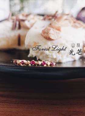 纯银彩色宝石镀黄金显手白戒指