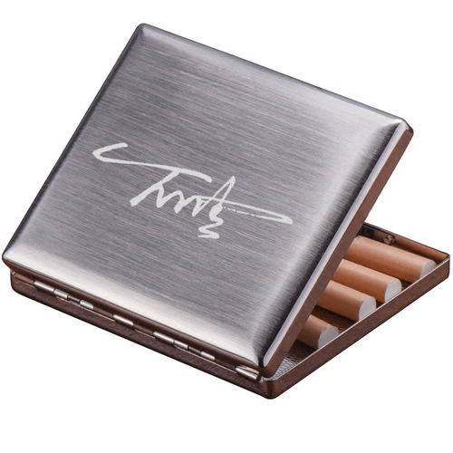 Портсигар из нержавеющей стали, зажигалка с гравюрой, сумка для техники