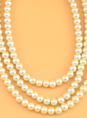 韩国版百搭三层珍珠短礼服多层