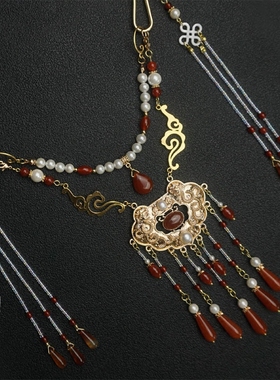 【非湘倾语】古风璎珞项圈cos汉服襦裙配饰中式新娘红色流苏秀禾