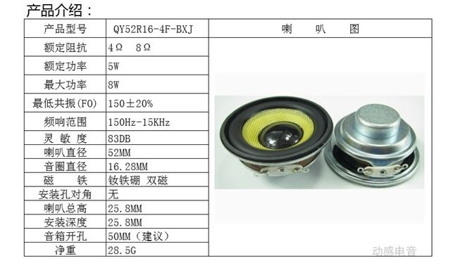 2寸52mm玻纤防水全频喇叭扬声器4欧r8欧3w5w瓦音响配件小喇叭单元