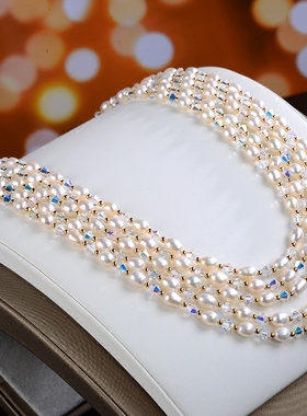 晶柜天然珍珠水晶项链女简约大方