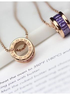 韩国时尚风钛钢短款罗马数字项链