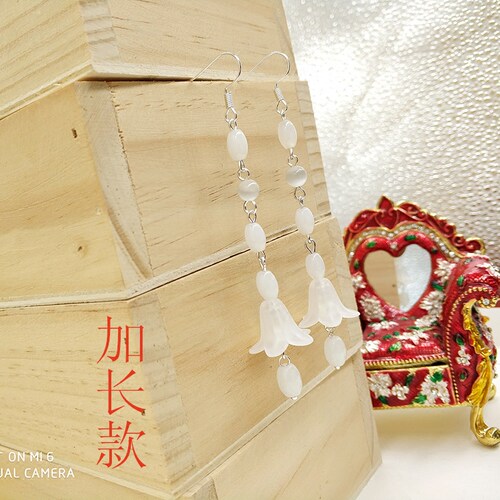 之白蛇传说 古风925纯银杨紫白夭夭古装天神话玉石长款同款耳环乩 - 图2