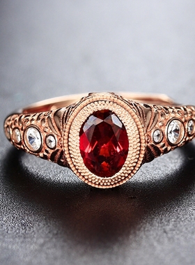 天然宝石生日礼物红碧玺戒指