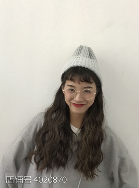 李同款软糯厚实浅灰色卷边帽子