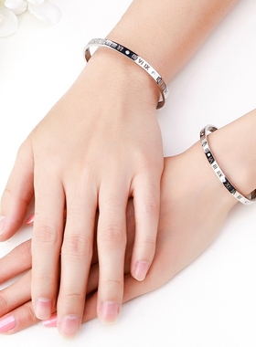 高级感镂空罗马数字手镯女镀金钛钢手链简约百搭小众设计手环男生