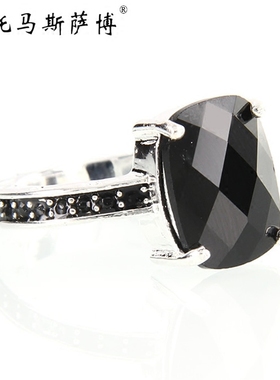 托马斯萨博黑钻鸡尾酒欧美风戒指