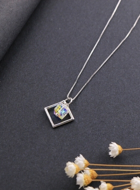 奥地利方糖纯银细款礼物几何项链