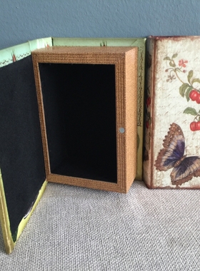 桌面书架装饰书盒实木收纳美式