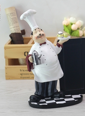 欧式西餐厅厨师人物留言板摆件