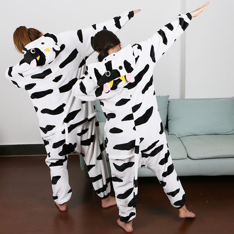 奶牛连体冬男女情侣可爱加厚睡衣 浅尚玫瑰睡衣/家居服套装