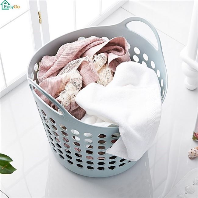 laundry basket large plastic hand wheel washing dirty - 图0