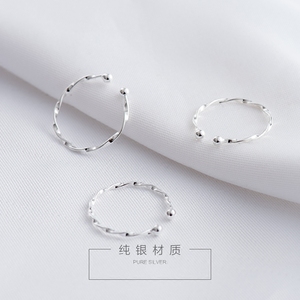 925纯银开口可调节森系麻花戒指