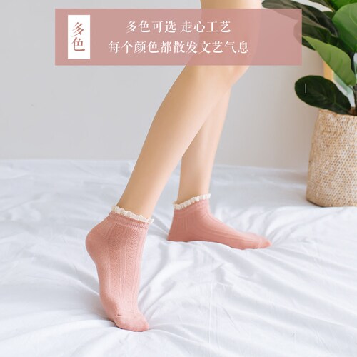 蕾丝花边袜子女春秋季短袜低帮韩国日系可爱纯棉中筒袜夏季薄款 - 图2